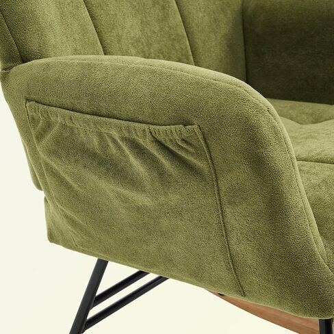 KEEZY Rocking Chair Nursery,Upholstered Glider Chair Padded Seat with High Backrest,Reading Chair,Armchair Comfy Side Chair for Living Room Bedroom Offices (Green) in Saudi Arabia