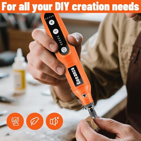 GONANZA Mini Cordless Rotary Tool Kit - 5-Speed, 3.7V Power Supply with LED Light 62 Accessories for Engraving, Sanding, Polishing, Type-C Rechargeable Perfect for DIY Crafts and Precision Work in Saudi Arabia