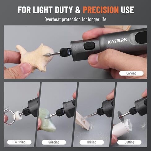 Katerk Cordless Rotary Tool Kit, 3.7V Mini Rotary Tool with 5 Speed and 70PCS Accessories, 20000RPM, USB Charging Multi-Purpose Power Tool for Engraving, Sanding, Drilling, Polishing, Cutting, Grey in Kuwait