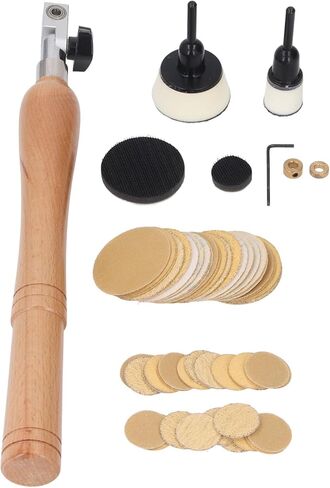 طقم صنفرة وعاء يدوي - مقبض خشبي وعاء صنفرة مع وسادات 1in 2in و 50pcs أقراص الصنفرة in Saudi Arabia