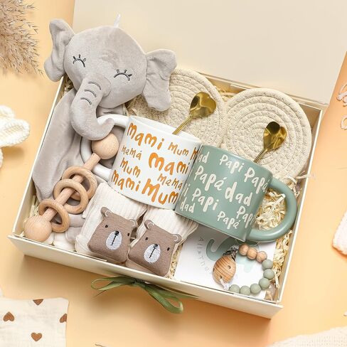 هدايا هدايا الوالدين الجديدة سلة هدايا استحمام الطفل للحكيم الجديد Sage Green Mom Gift for Women Excluced EST 2025 للزوجين يتوقعون أن يكون الآباء بين الجنسين يكشفون عن الحفلات الفتيات المحايدة in Kuwait