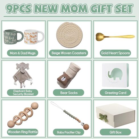 هدايا هدايا الوالدين الجديدة سلة هدايا استحمام الطفل للحكيم الجديد Sage Green Mom Gift for Women Excluced EST 2025 للزوجين يتوقعون أن يكون الآباء بين الجنسين يكشفون عن الحفلات الفتيات المحايدة in Kuwait
