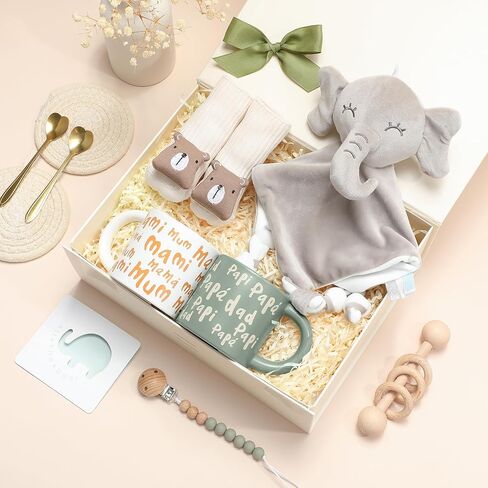 هدايا هدايا الوالدين الجديدة سلة هدايا استحمام الطفل للحكيم الجديد Sage Green Mom Gift for Women Excluced EST 2025 للزوجين يتوقعون أن يكون الآباء بين الجنسين يكشفون عن الحفلات الفتيات المحايدة in Kuwait