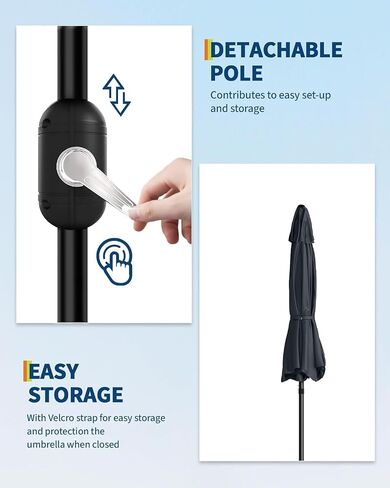Market Umbrella, 7.5Ft Heavy Duty Outdoor,Steel Pole, Push Button Tilt, Easy Crank Lift, Weather-Resistant Polyester Canopy, 6-Rib Frame for Patio, Garden, Balcony in Saudi Arabia