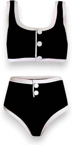 Women's Two Piece Bikini Set – Sexy High Waist Bottom & Plunge Halter Top in Kuwait