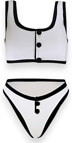 Women's Two Piece Bikini Set – Sexy High Waist Bottom & Plunge Halter Top in Kuwait