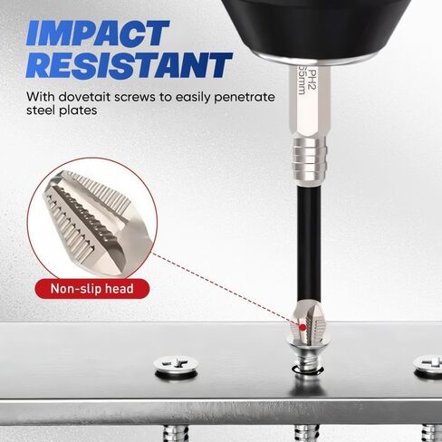 Saker Plus High-Magnetic Screwdriver Drill Bit Set, 6PCS Strong Magnetic Anti-Slip Electric Screwdriver Set for Electric Drill/Driver, 25 50 65 70 90 150mm(1Set) for Home DIY Professional Use in Saudi Arabia