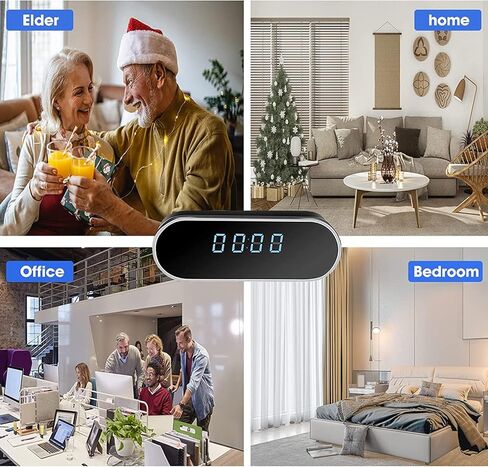 ehomful Hidden Camera Clock Wireless HD 1080p WiFi Spy Camera Camera Light Vision Surveillance Security Cam Cam للمنزل/المكتب/داخلي in Kuwait
