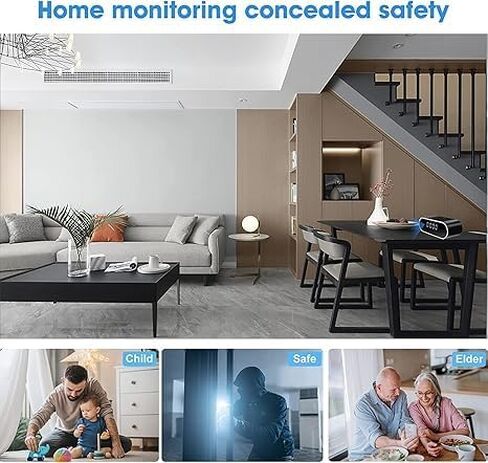ehomful Hidden Camera Clock Wireless HD 1080p WiFi Spy Camera Camera Light Vision Surveillance Security Cam Cam للمنزل/المكتب/داخلي in Kuwait
