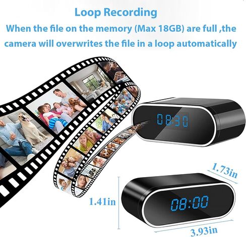 ehomful Hidden Camera Clock Wireless HD 1080p WiFi Spy Camera Camera Light Vision Surveillance Security Cam Cam للمنزل/المكتب/داخلي in Kuwait