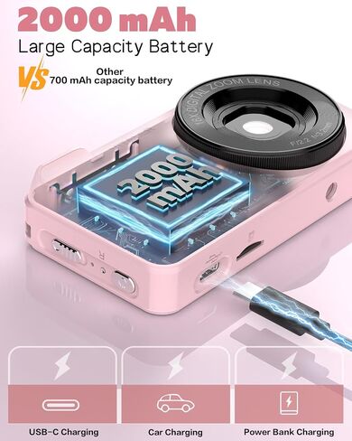 Digital Camera 4K Vlogging, Autofocus 48MP and 32G Card,Metal Shell, Black | Built-in 2000mAh Battery, Non-Slip Handle,48MP with Flash, 2.8" Screen, 18X Zoom for Beginner Teens Kids,Party & Travel in Saudi Arabia