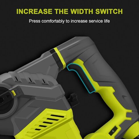 مثقاب مطرقة دوارة من DEWINNER OUTLET، 1-1/4 بوصة مع التحكم في الاهتزاز وقابض الأمان، مطرقة هدم شديدة التحمل 13 أمبير للخرسانة، بما في ذلك 3 رؤوس حفر، أزاميل مسطحة، أزاميل نقطة، ظرف الحفر in Kuwait