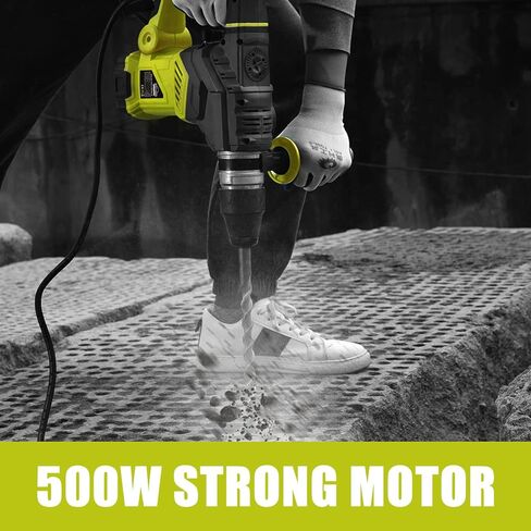 مثقاب مطرقة دوارة من DEWINNER OUTLET، 1-1/4 بوصة مع التحكم في الاهتزاز وقابض الأمان، مطرقة هدم شديدة التحمل 13 أمبير للخرسانة، بما في ذلك 3 رؤوس حفر، أزاميل مسطحة، أزاميل نقطة، ظرف الحفر in Kuwait