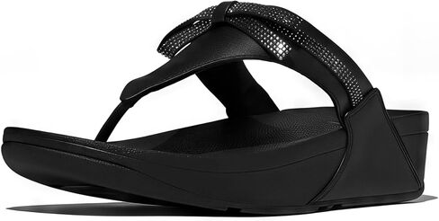 FITFLOP LULU LULU GLITZ-BOW LEATHY TEE-POST WEDGE in Kuwait