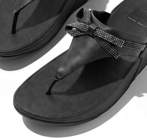 FITFLOP LULU LULU GLITZ-BOW LEATHY TEE-POST WEDGE in Kuwait