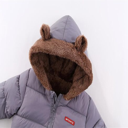 JiAmy Baby Winter Fleece Coat Kids Boys Jacket Outwear Girls Padded Clothes Grey 1-2 Years in Kuwait