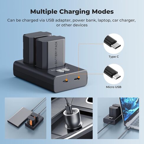 K&F Concept 2600mAh NP-FZ100 مجموعة ومجموعة الشاحن ، متوافقة مع A7III Battery A7 III ، A7IV ، FX3 ، FX30 ، A6600 ، A7C ، A6700 ، A7RIV ، A7SIII ، ZV-E1 ، ZV-E10II ، Alpha 9 II ، A9S in Saudi Arabia