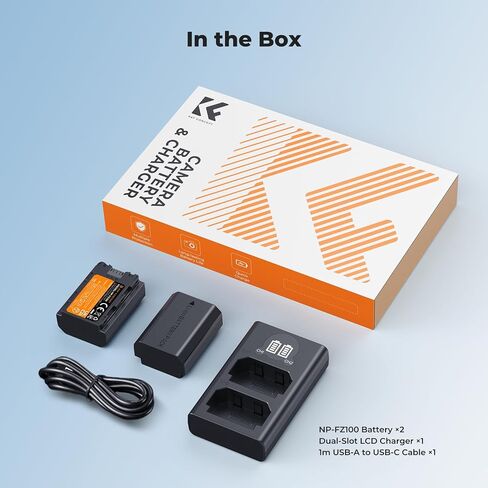 K&F Concept 2600mAh NP-FZ100 مجموعة ومجموعة الشاحن ، متوافقة مع A7III Battery A7 III ، A7IV ، FX3 ، FX30 ، A6600 ، A7C ، A6700 ، A7RIV ، A7SIII ، ZV-E1 ، ZV-E10II ، Alpha 9 II ، A9S in Saudi Arabia