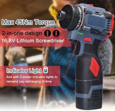 Dioche Electric Screwdriver 16.8V Multi Function Brushless Cordless Impact Screwdriver (2pcs Batteries US Plug) in Saudi Arabia