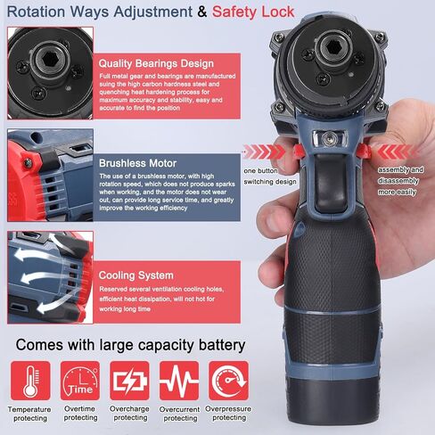 Dioche Electric Screwdriver 16.8V Multi Function Brushless Cordless Impact Screwdriver (2pcs Batteries US Plug) in Saudi Arabia