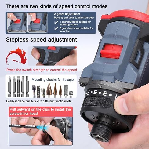 Dioche Electric Screwdriver 16.8V Multi Function Brushless Cordless Impact Screwdriver (2pcs Batteries US Plug) in Saudi Arabia