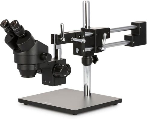 AmScope 3.5X-45X Binocular Stereo Zoom Microscope with Black Double Arm Boom Stand in Saudi Arabia