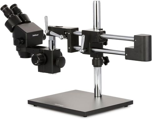 AmScope 3.5X-45X Binocular Stereo Zoom Microscope with Black Double Arm Boom Stand in Saudi Arabia
