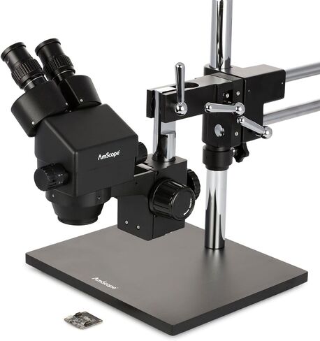 AmScope 3.5X-45X Binocular Stereo Zoom Microscope with Black Double Arm Boom Stand in Saudi Arabia