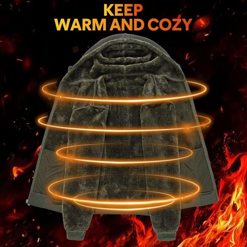 yuyangdpb Men's Zip Up Hoodie Heavyweight Fleece Sherpa Lined Sweatshirt Jackets Winter Warm Coats in Saudi Arabia