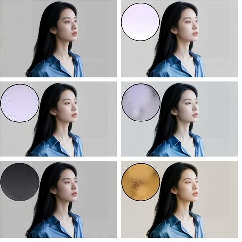5-in-1 Photography Reflector 32"(80cm), Multi-Disc Collapsible Light Reflector with Bag - Super Portable for Studio/Macro Photography - Translucent, Silver, Gold, White and Black in Kuwait