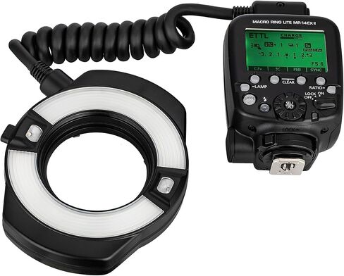 Canon MR-14EX II Macro Ring Lite Flash – TTL Autoflash, Dual Flash Tubes, LED Modeling Light, Wireless Flash Control + Flash Bracket + 4X AA with Charger + Cleaning Kit (Renewed) in Saudi Arabia