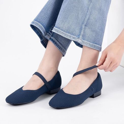 ماري جين فلاتز مع دعم القوس ، شقق الباليه مربعة إصبع القدم ، حذاء مريح متماسكة in Kuwait