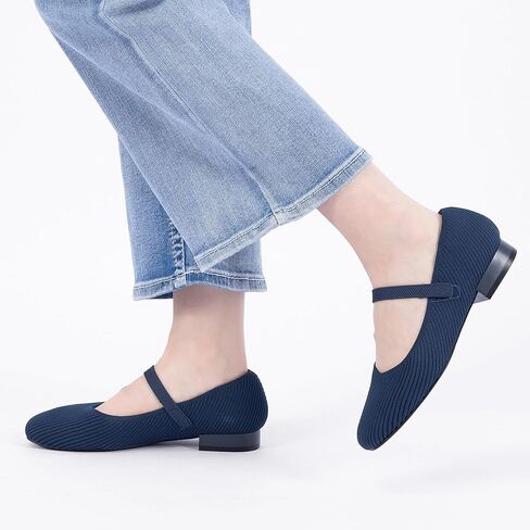 ماري جين فلاتز مع دعم القوس ، شقق الباليه مربعة إصبع القدم ، حذاء مريح متماسكة in Kuwait
