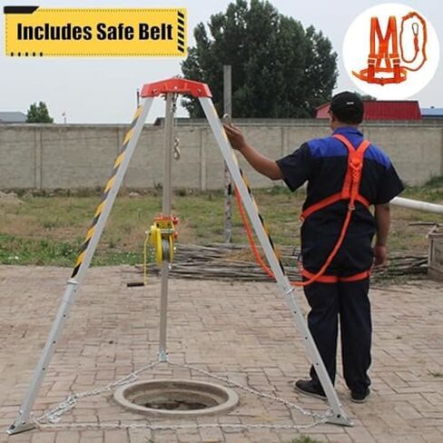 Rescue Tripod for Confined Spaces | Lifting & Fall Protection Equipment for Deep Wells | Retractable Leg Bracket with Safety Belt | Emergency Rescue Gear in Saudi Arabia