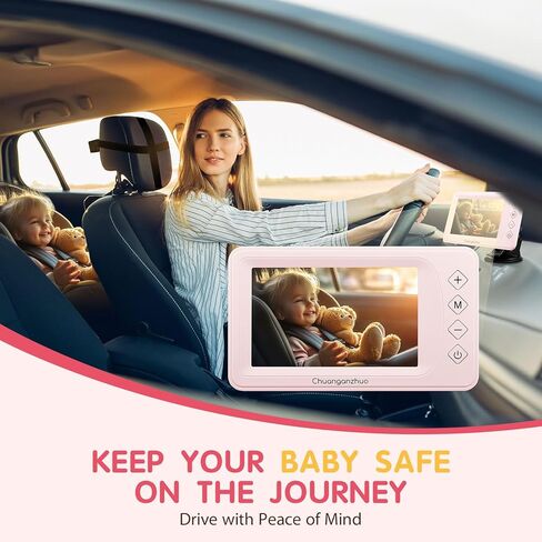 كاميرا سيارة الأطفال S100P مع رؤية ليلية فائقة ، 5 '' HD 1080p IPS شاشة Baby Car مع تكبير 3x ، المقعد الخلفي/carseat/المقعد الخلفي كاميرا USB ، وتثبيت سهلة عدم التدمير ، والسلامة للرضع والحيوانات الأليفة (5 بوصات أسود) in Kuwait