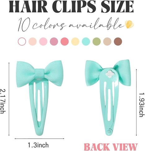 20pcs أقواس الشعر مقاطع للفتيات الصغيرات ، 2 بوصة الشريط Grosgrain غير المعدني للمعادن ملونة أقواس الشعر barrettes للنساء الفتيات الصغار أطفال (10 ألوان) in Kuwait