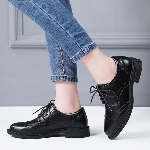 منصة Oxfords للنساء أحذية Wingtip Saddle أحذية أسود أكسفورد للنساء عتيقة الأعمال الرسمية in Kuwait