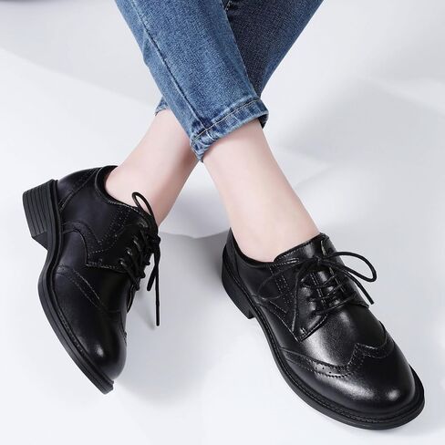 منصة Oxfords للنساء أحذية Wingtip Saddle أحذية أسود أكسفورد للنساء عتيقة الأعمال الرسمية in Kuwait