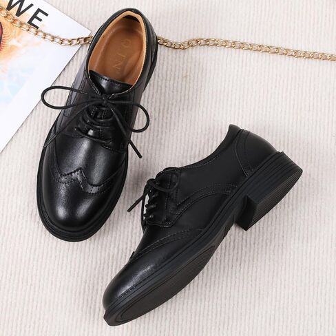 منصة Oxfords للنساء أحذية Wingtip Saddle أحذية أسود أكسفورد للنساء عتيقة الأعمال الرسمية in Kuwait
