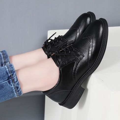 منصة Oxfords للنساء أحذية Wingtip Saddle أحذية أسود أكسفورد للنساء عتيقة الأعمال الرسمية in Kuwait