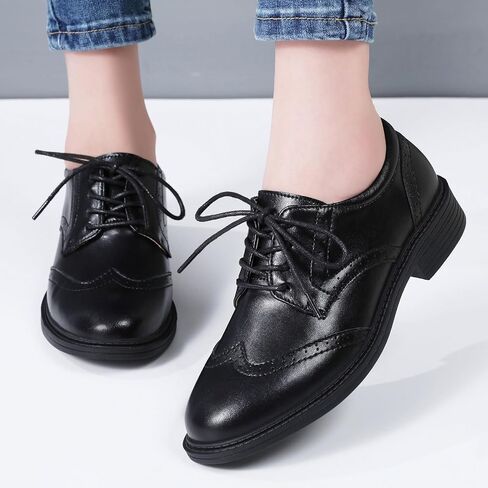 منصة Oxfords للنساء أحذية Wingtip Saddle أحذية أسود أكسفورد للنساء عتيقة الأعمال الرسمية in Kuwait