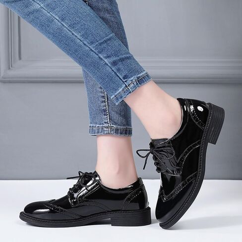 منصة Oxfords للنساء أحذية Wingtip Saddle أحذية أسود أكسفورد للنساء عتيقة الأعمال الرسمية in Kuwait