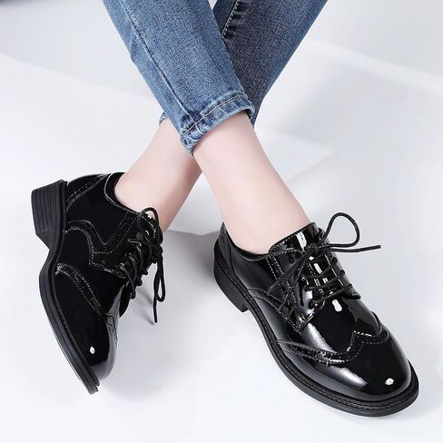 منصة Oxfords للنساء أحذية Wingtip Saddle أحذية أسود أكسفورد للنساء عتيقة الأعمال الرسمية in Kuwait