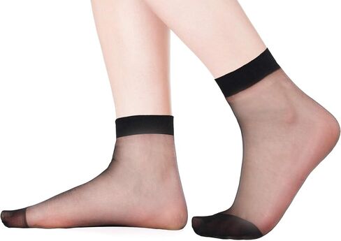 12 Pairs Sheer Ankle Socks Thin Nylon Transparent Ankle High Hosiery Socks Short Dress Stockings for Women and Girls in Saudi Arabia