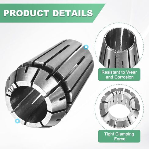 ER20 Spring Collet ، قطر كوليت الصلب الصلب 40CR 1/8mm لتكثيل آلية/أداة طحن المخرطة CNC [Silver ، 1.3x0.8/32x21mm] in Saudi Arabia