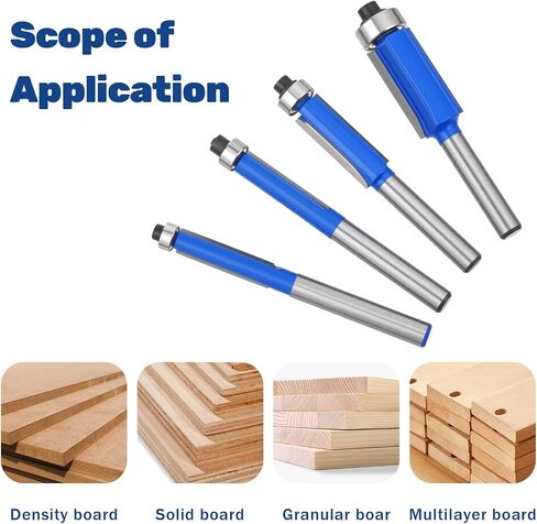 4pcs بت من أجهزة التوجيه الموجهات المستقيمة أجهزة التوجيه المهنية 1/4 بوصة سرق الخشب أدوات طحن القطع العليا التي تحمل أجهزة التوجيه تقليم ، طول القطع 13/16 "، 1-1/16" ، 1-3/16 "، 1-7/32" in Saudi Arabia