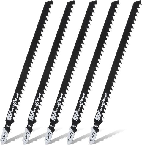 Jig Saw Blades for Wood, 5 Pieces T Shank Jigsaw Blades Carbon Steel Jig Saw Blade Set Heavy Duty T344D Jigsaw Blade for Metal PVC Plastic Plywood Hardwood Woodworking Cutting in Saudi Arabia
