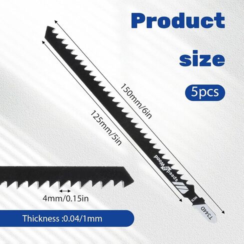 Jig Saw Blades for Wood, 5 Pieces T Shank Jigsaw Blades Carbon Steel Jig Saw Blade Set Heavy Duty T344D Jigsaw Blade for Metal PVC Plastic Plywood Hardwood Woodworking Cutting in Saudi Arabia