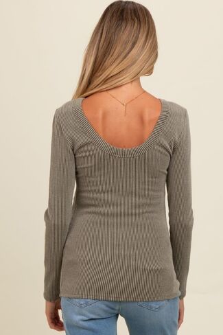 PinkBlush Ribbed Scoop Neck Long Sleeve Maternity Top in Saudi Arabia