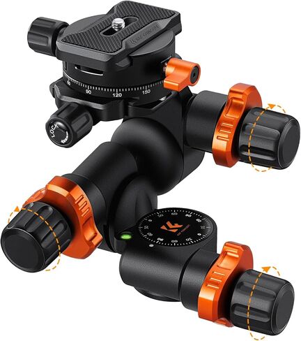 K&F Concept 3-Way Tripod Head ، millimeter micro-admustment ، leuminum alloy tripod head cumper maxuum lead of 6 kg for star اطلاع ، التصوير التجاري ، إلخ. in Kuwait